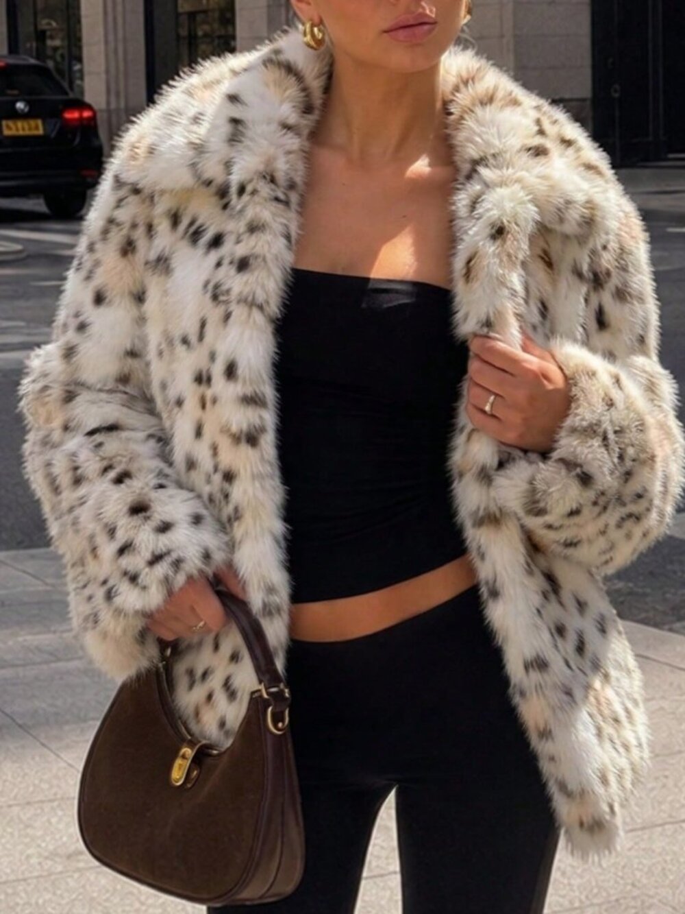 Multicolor Casual Women's Fuzzy Regular Fit Waterfall Neckline Cropped Cardigan